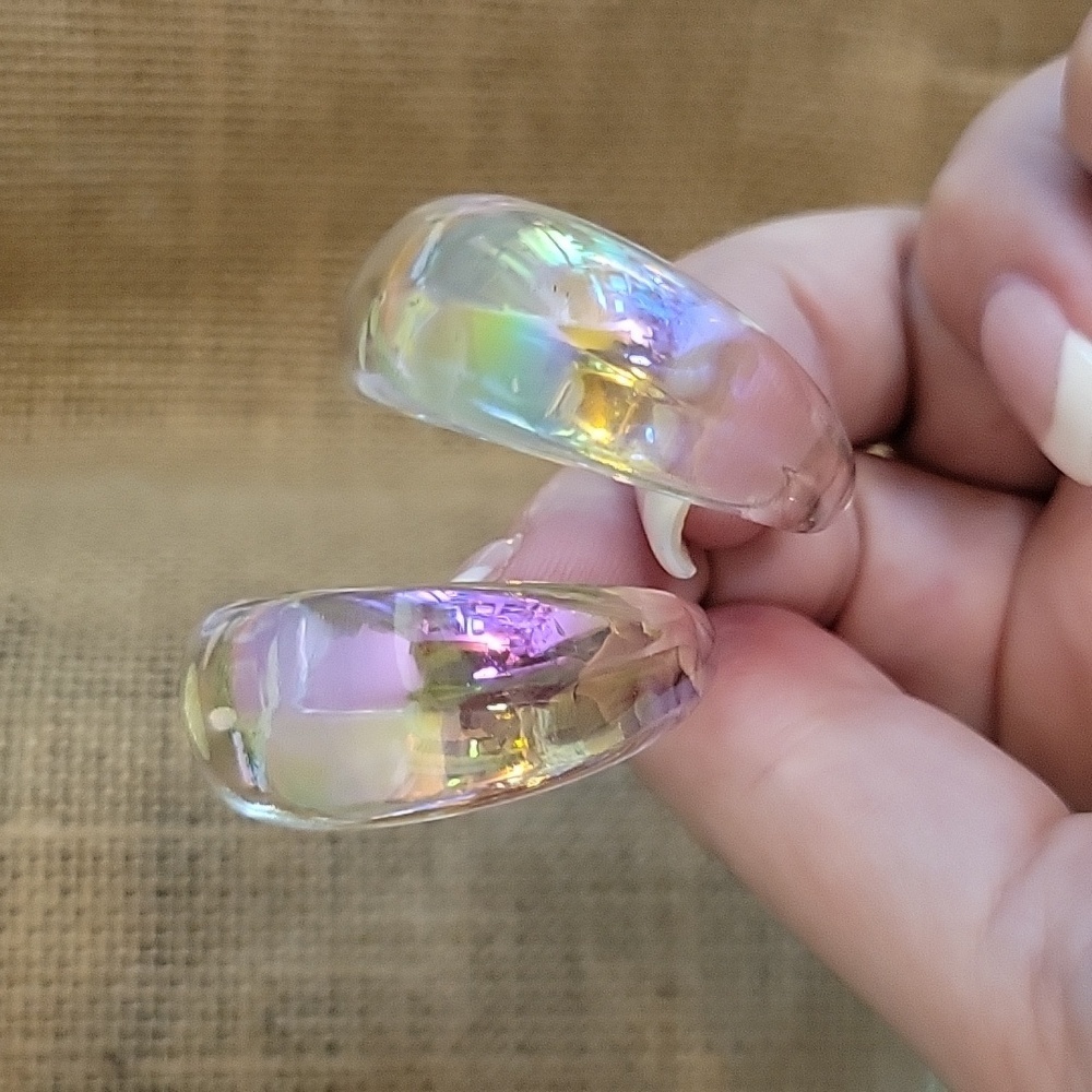 Holograph Bubble Hoop Earrings - Picture 7 of 9
